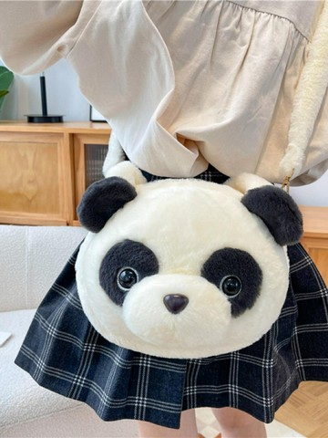 仿真成都熊貓斜挎包毛絨單肩手提女包學生少女孩可愛韓版百搭休閑（45cm以上的商品麻煩客人選擇宅配哦，謝謝）
