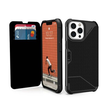UAG iPhone 13 Pro Max 翻蓋式耐衝擊保護殼-軍用黑 手機殼