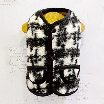 SassyDog 馬甲外套 千鳥紋 可雙面穿  14號  黑色 + 土黃色  1件