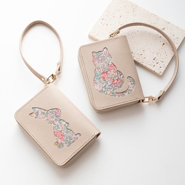 鈔票免折疊短夾 Liberty花布貓咪兔子 真皮迷你錢包 HW51K