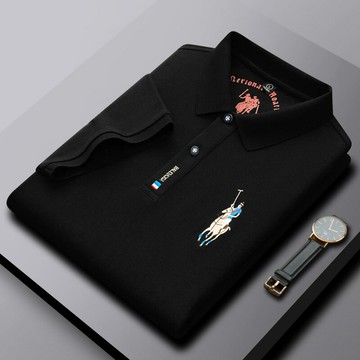 【新款熱賣】中青年潮牌刺繡保羅黑色t恤男短袖夏季薄款透氣爸爸商務polo衫男t