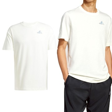 Adidas M C Earth M Tee 男款 白色 運動 休閒 上衣 圓領 訓練 慢跑 亞規 短袖 JI6756