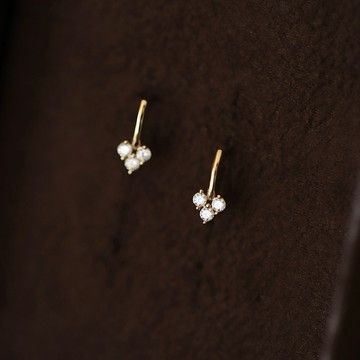 Sweet Air Y0309 簡約線條鋯石純銀耳環 通體純銀 S925純銀鍍14K金 日韓系小巧耳環