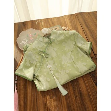 綠色雪紡短袖旗袍2025年夏季新款少女改良年輕款文藝小清新日常