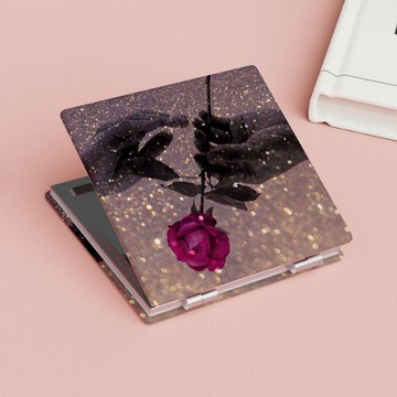 隨身便攜補妝鏡🤍高顏值手拿玫瑰花小鏡子隨身帶便攜式摺疊小鏡子迷你翻蓋補妝鏡子