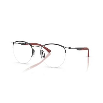 RayBan半圓框光學眼鏡/黑 深紅#RB7553 3215-52mm