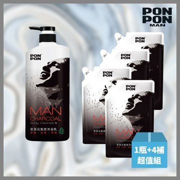 【澎澎MAN】沐浴乳850g + 700g*4補充包(麝香瑪卡/元氣炭/茶樹精華 3款任選)