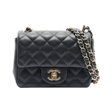 CHANEL 香奈兒 COCO 17 鍊帶 肩背包 黑色 菱格紋羊皮 金釦 【二手名牌BRAND OFF】