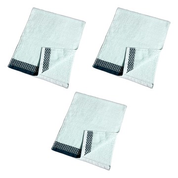 LIFE 來福牌 圓立方緞條毛巾  綠色  3條