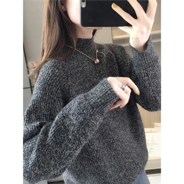半高領毛衣女冬加厚打底衫寬松內搭秋冬季上衣百搭日系慵懶風外穿
