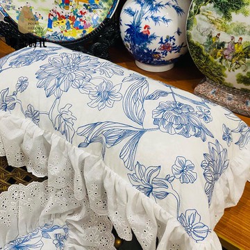 免運 抱枕 長條抱枕 靠枕 法式浪漫抱枕方形復古沙發靠枕中式繡花床頭靠墊荷葉邊少女腰枕 八折下殺wy6h