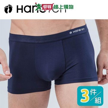 Hang Ten 經典彈力平口男內褲M-XXL(3件裝) 石墨烯 抑菌抗臭 立體剪裁 四角褲 內褲【愛買】
