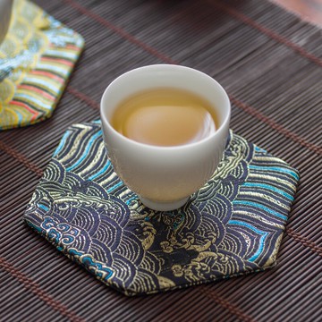 布藝杯墊 創意隔熱茶桌托 茶具日式禪意茶席壺承墊刺繡茶道布桌旗1入