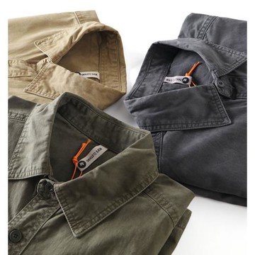 美式咔嘰！重工水洗全棉！秋季新款男士廓形工裝多袋長袖襯衫外套