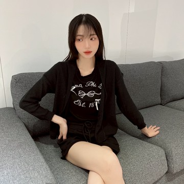 素色澎澎袖針織外套【8013】Sandy33實拍春夏新款韓系INS休閒百搭氣質防曬長袖坑條開衫外套薄外套