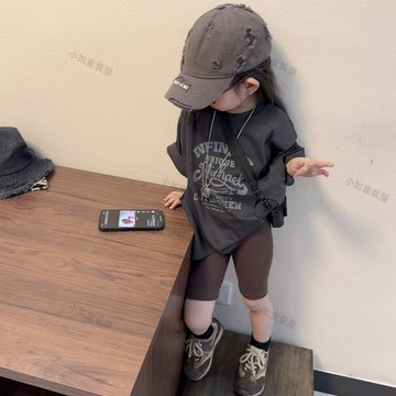 ARY 兒童套裝 女童套裝 女童短褲 女童短袖 女童夏裝 兒童印花短袖五分褲兩件套 女童韓版時尚套裝 女寶字母印花短袖