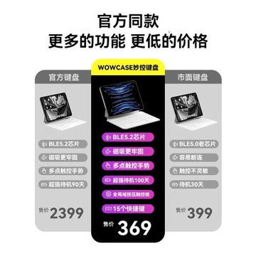 wowcase新款2023蘋果iPadpro11妙控鍵盤12.9藍牙秒觸控air4/5保護套10.9寸平板電腦Keyboard超薄磁吸懸浮一體