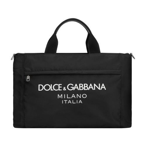 Nylon holdall with rubberized logo