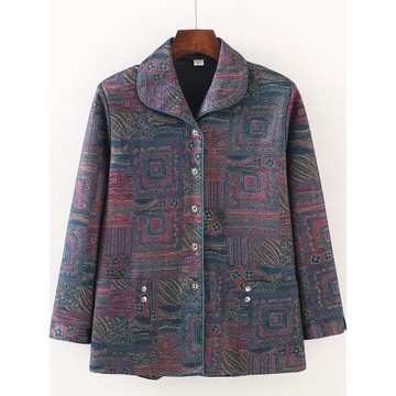 中老年春秋襯衫女長袖奶奶秋裝新品寬松上衣媽媽花色薄款太太外套