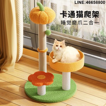 免運 開立發票 貓窩 狗窩 貓墊 寵物貓爬架南瓜款貓窩跳臺貓抓柱小型貓抓板貓咪玩具