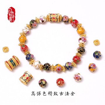 掐絲琺琅珠文玩子圓珠桶珠散珠隔片合金配件串珠diy飾品材料