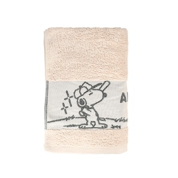 史努比素色緞檔緹花浴巾-棕