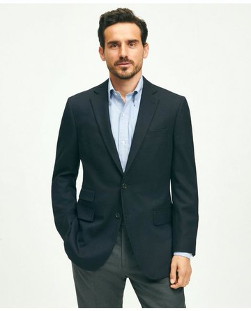 Brooks Brothers Men's Traditional Fit Stretch Wool Hopsack Blazer | Navy | Size 42 Short