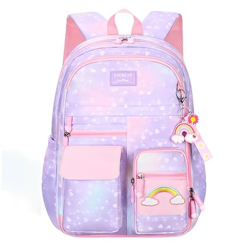 馬卡龍星空減壓護脊兒童書包 中年級 紫色  1個