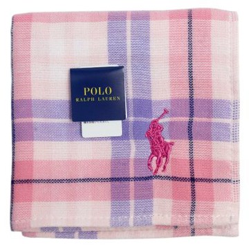 RALPH LAUREN POLO 紳士款純棉材質小方巾B款(粉/紫)