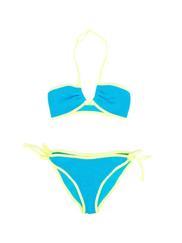 MC2 Saint Barth Kids - contrasting-trim crinkled bikini set - kids - Elastane/Polyamide - 6 yrs - Blue