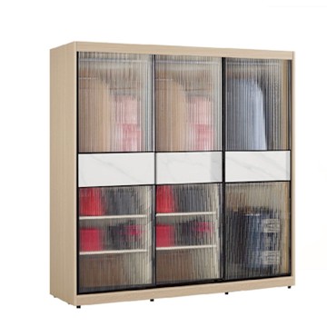 文創集 維爾泰鋁框6.1尺岩板玻璃衣櫃(吊衣桿x4＋內多分層格)-182x60x196cm免組