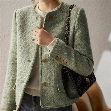 【巴黎精品】現貨+預購 頂級法式毛呢外套毛呢大衣OL西裝小香風外套寬鬆秋冬大碼休閒女裝-羊毛花呢a1lk14