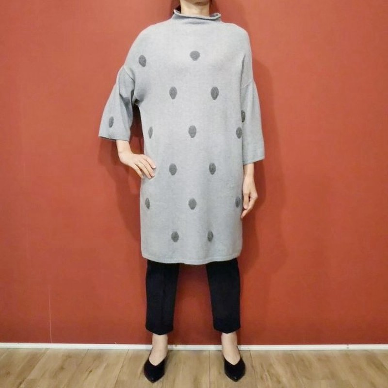 イタリア ドット柄ニットワンピース レディース 服 グレー ドルマンスリーブ ボートネック ボトルネック 新品 未使用 海外 ブランド 通販 Lineポイント最大0 5 Get Lineショッピング