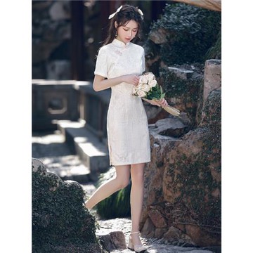 素雅復古旗袍裙女夏季2025年新款小個子改良版連衣裙年輕款少女夏