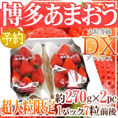 福岡産 博多 ”超大粒 あまおういちご” 等級DX（デラックス） 1箱 約270g（7粒前後）×2パック 送料無料