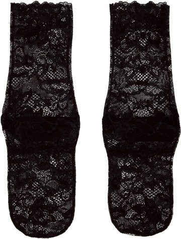 UNDERCOVER 黑色 Floral Lace 中筒袜