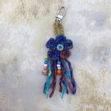森林的呢喃—漸層羊毛手工編織小花吊飾/包包掛飾