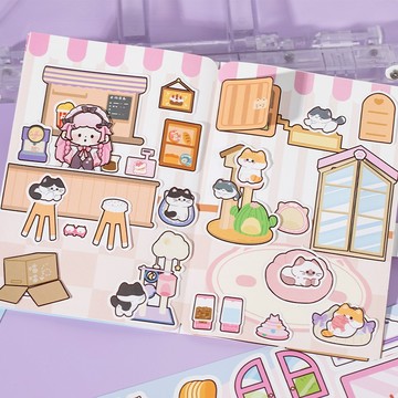 🍋檸檬青🍋清倉現貨柒柒多彩生活系列4款超可愛大本卡通少女DIY機關材料包換裝貼紙手帳裝飾素材