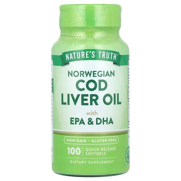 Nature's Truth, 含 EPA 和 DHA 的挪威鱈魚肝油，100 粒速釋軟膠囊
