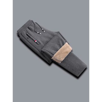 棉質休閑褲男仿羊羔絨冬季加厚加絨中老年衛褲老人男裝爸爸裝70歲