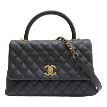 【二手名牌BRAND OFF】CHANEL 香奈兒 黑色 菱格紋 皮革 鍊帶 CoCo 肩背包 A92991