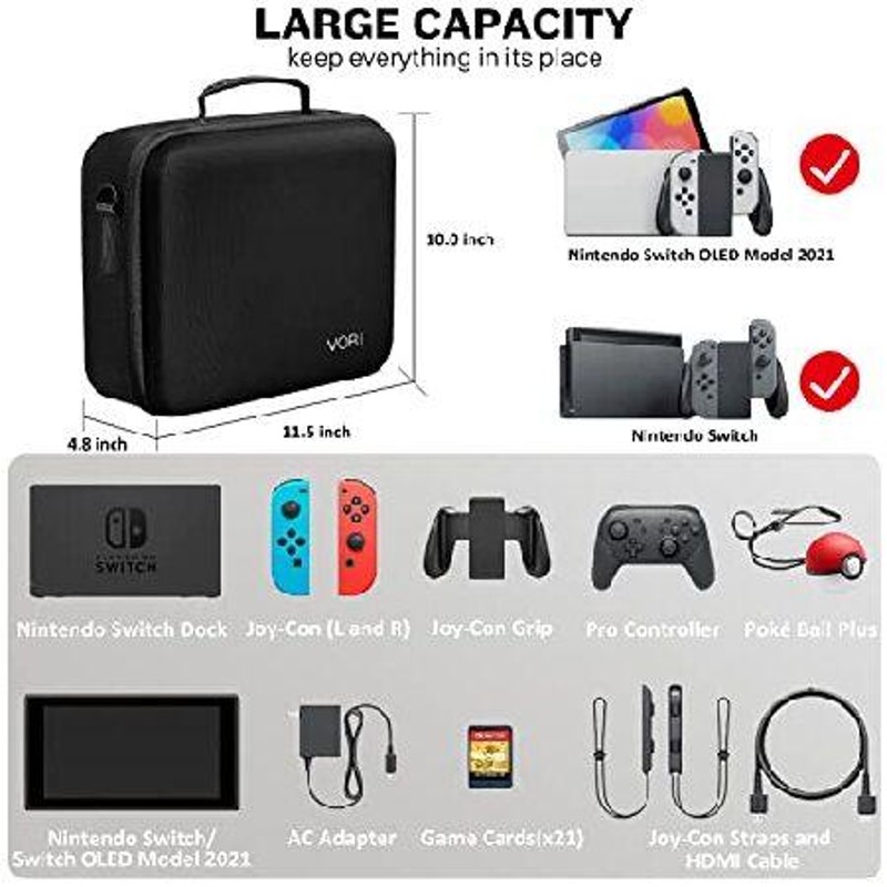 Switch Case for Nintendo Switch and Switch OLED Model, Portable Full  Protection Carrying Travel Bag with 18 Game Cards Storage for Switch Console  Pro Controller Accessories Black - Yahoo Shopping