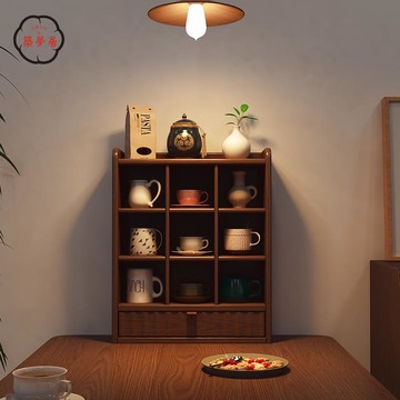 免運/附發票 實木茶杯展示架 格子置物杯櫃 水杯收納架 咖啡杯架子工廠現貨直銷 售後保障 6z13