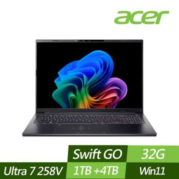 ACER 宏碁 SFG16-74-79T3 16吋效能筆電 (Ultra 7 258V/32G/1TB+4TB PCIe SSD/Win11/特仕版)