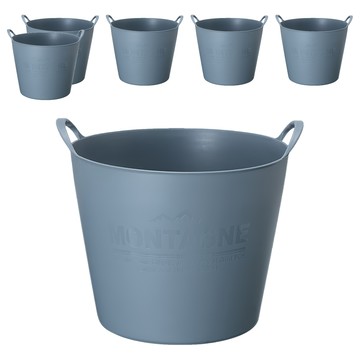 YAMADA 山田化學 MONTAGNE置物桶套裝 聚乙烯材質  19 x 21.5 x 17.5cm  灰色  6個