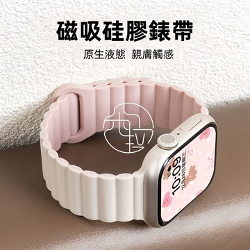 拼色硅膠錶帶 磁吸錶帶 適用 Apple Watch 11 10 9 8 SE 7 錶帶 42mm 46mm 蘋果錶帶
