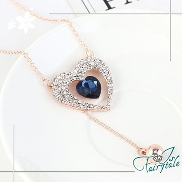 【伊飾童話】遺落的愛＊藍水晶水鑽流蘇長鍊/金