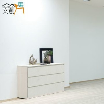 文創集 格麗3.9尺雙色六抽斗櫃(耐磨美耐皿面板)-116x40x77cm免組