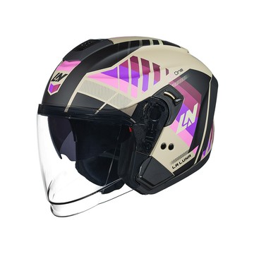 LALUNA 安全帽 IO-ONE 納伽 消光砂紫粉 半罩 3/4罩 通風 內藏墨鏡 雙層鏡 磁吸扣設計 安全帽