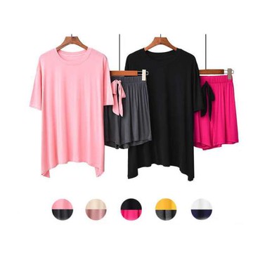 工廠一手爆款貨源  莫代爾睡衣女家居服短袖長褲套裝兩件套